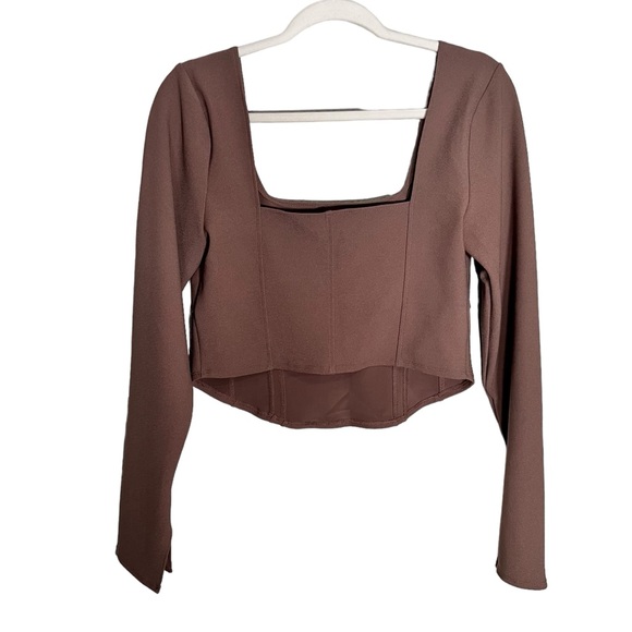 Abercrombie and Fitch Womens Long Sleeve Corset Crop Top Size Large - Picture 2 of 12